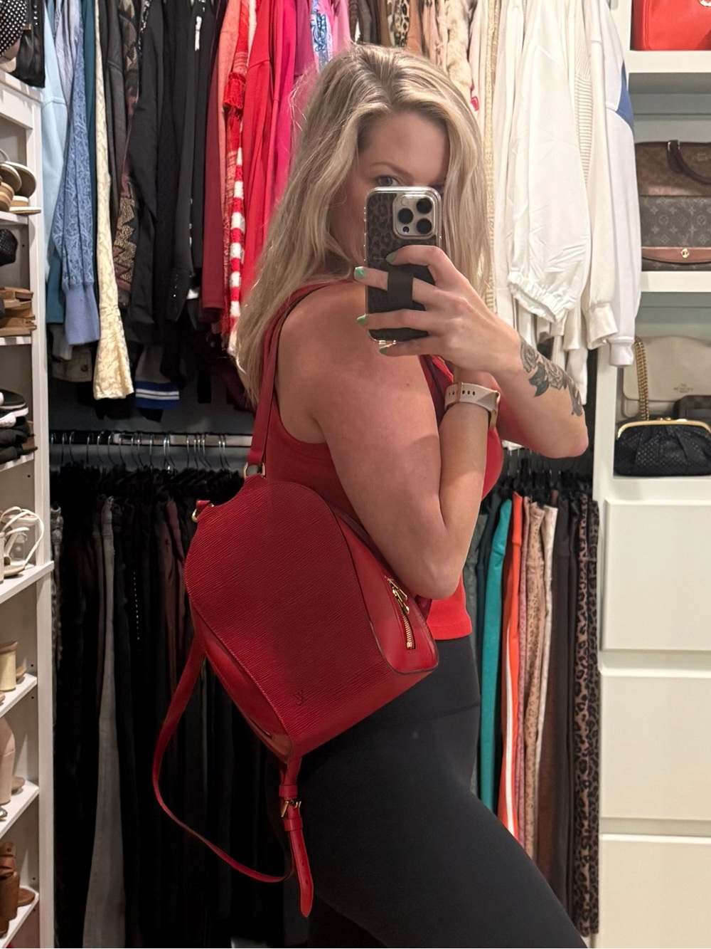 Louis Vuitton Red Epi Leather Mabillon Backpack Handbag